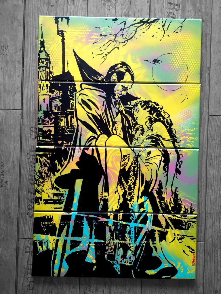 Joker Batman DC Comics Street Art Canvas Mickey Donald Popeye Olive Modesty Blaise She Ra Killer Blood Horror Freak original Artwork Dracula Frankenstein