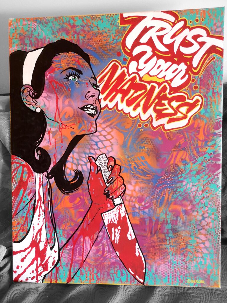 Joker Batman DC Comics Street Art Canvas Mickey Donald Popeye Olive Modesty Blaise She Ra Killer Blood Horror Freak original Artwork