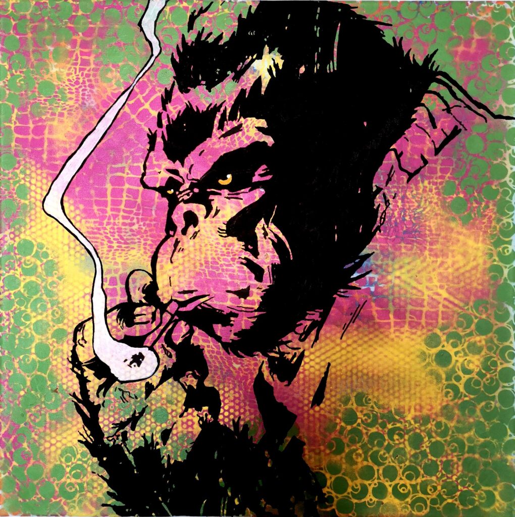 gorilla cigarette smoking psychedelic